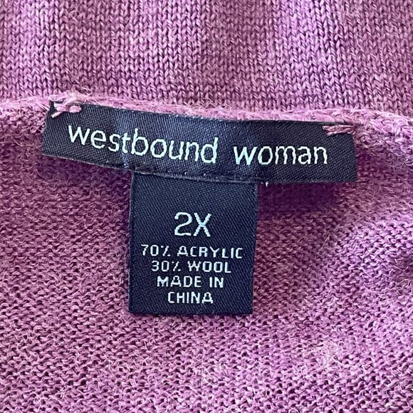 WESTBOUND WOMAN SWEATER Plus Size 2X Long Sleeve PURPLE - Picture 2 of 9